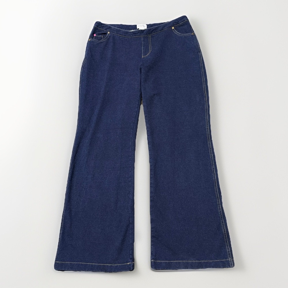 Pajama‎ Jeans Blue Boot Cut Stretch Sweatpants Dark Wash Comfy Soft Womens Large
